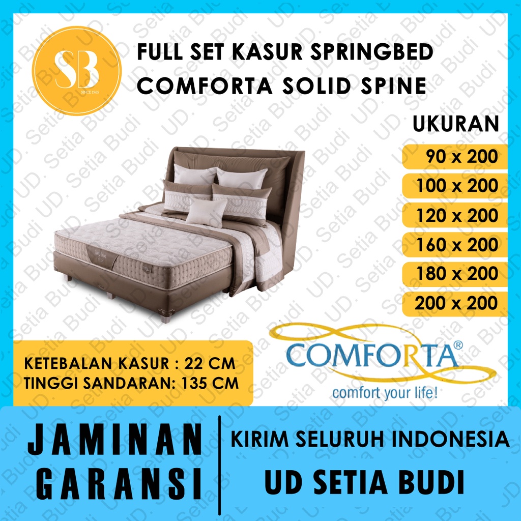 Full Set Kasur Comforta Springbed Solid Spine 200x200 180x200 160x200 120x200 100x200