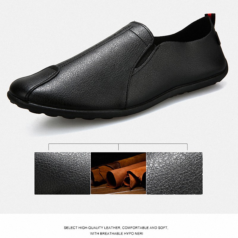 Toread Sepatu Pria Slip On Casual Anti Air Sepatu Kulit Hitam Formal Sepatu Kerja KSP201
