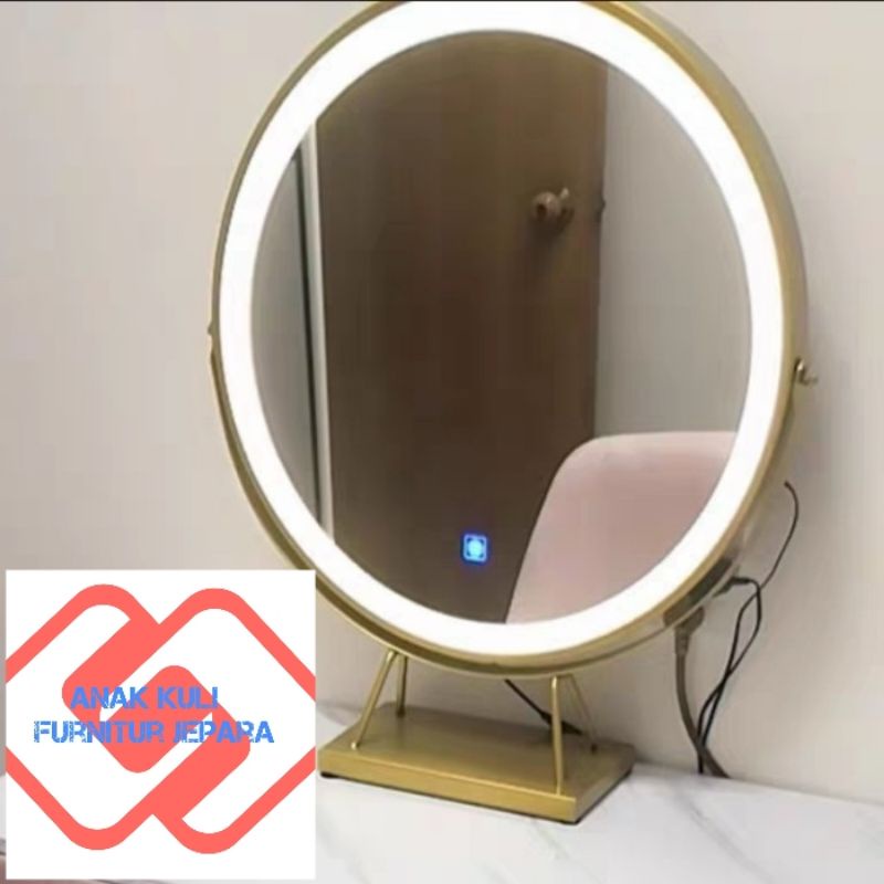 kaca cermin D 50 cm/kaca rias/cermin kecil/ tanpa lampu