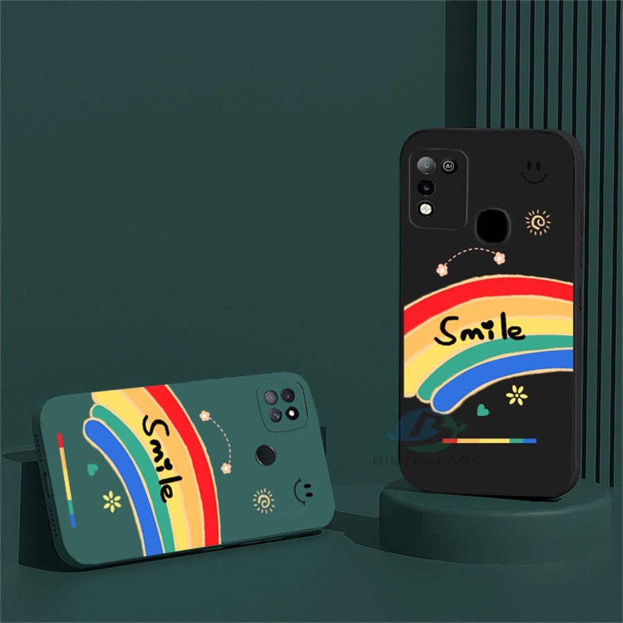 Casing Untuk Realme 10 C35 C21Y C25Y C21 RealmeC11 C25 C17 C15 C12 C3 C2 Realme8i 7i 5 5i 6i 6 Pro 7 Pro New Rainbow Motif Wajah Tersenyum Lanyard Silicone Phone Case Binteacase