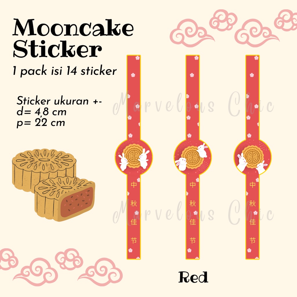 Sticker Seal Mooncake Mid Autumn Festival Stiker Kue Bulan