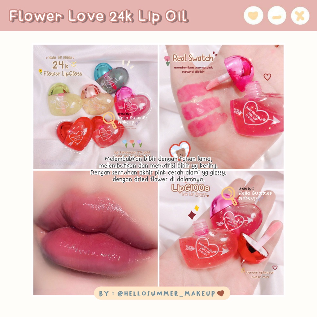 𝐋𝐈𝐏 𝐂𝐀𝐑𝐄 - Flower Love Lip Magic Lip Oil Pelembab &amp; Pencerah Bibir 24k Essence 6gr