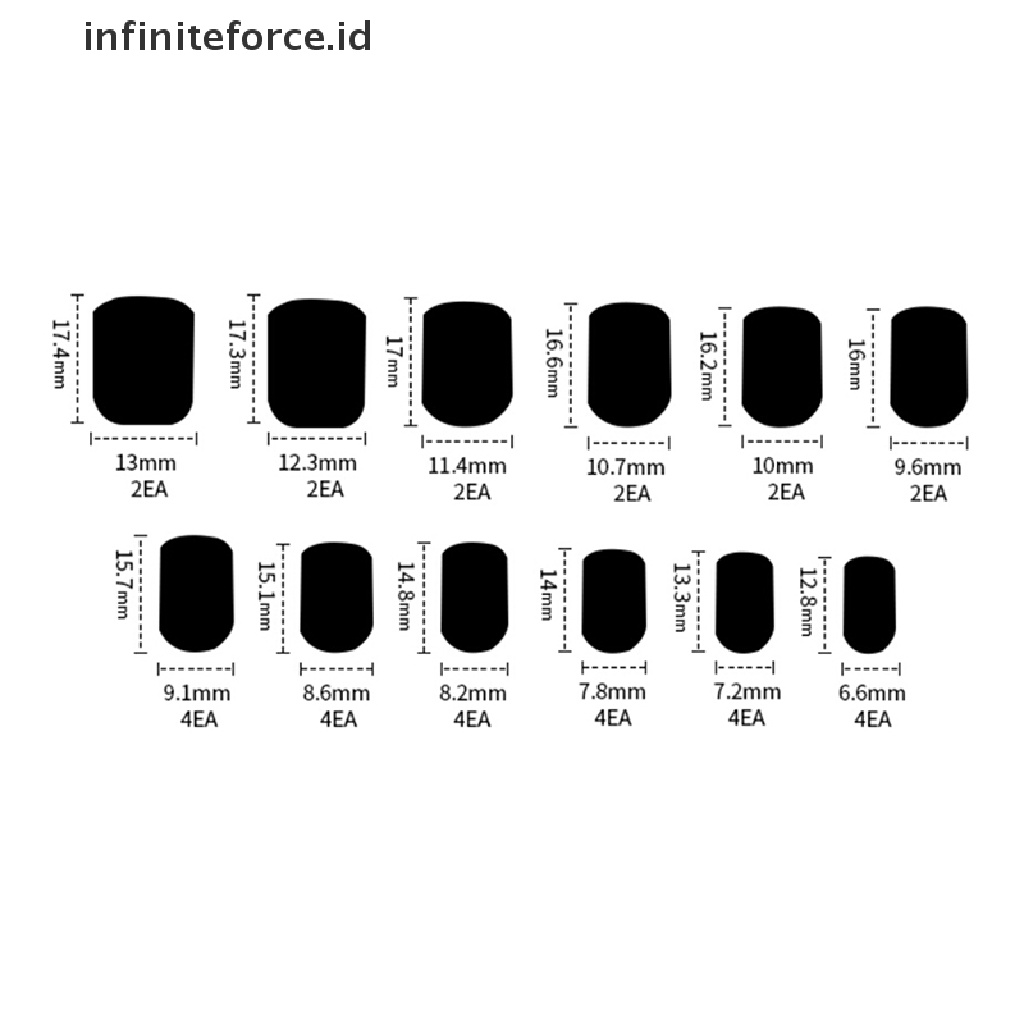 (Infiniteforce.Id) 24pcs / Set Kuku Palsu Akrilik Full Cover Warna Hitam Untuk Nail Art