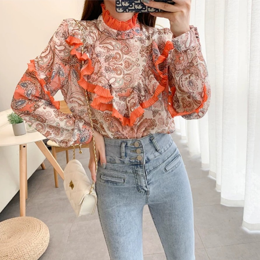 FAYOLA RUFFLE TOP BLOUSE 2867 3M THREE M TM Fashion IMPORT