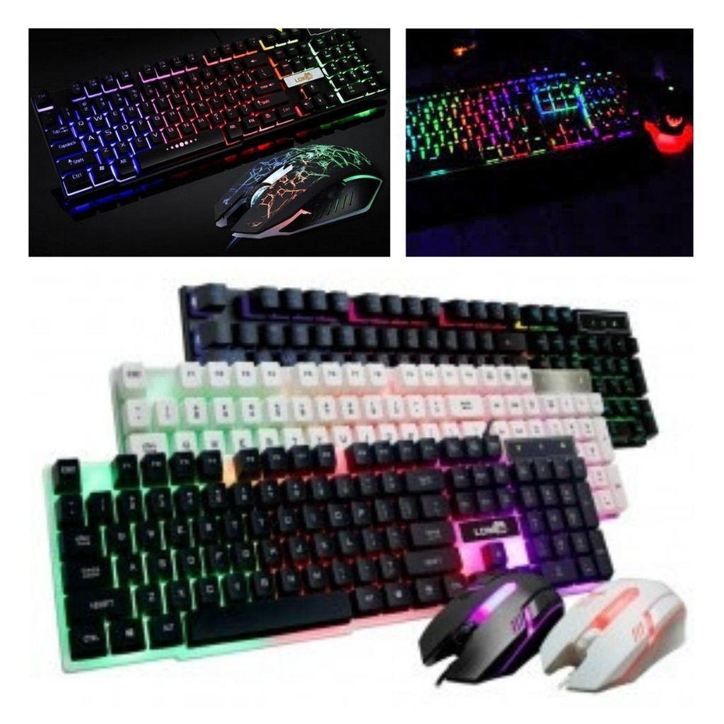 Paket Keyboard Mouse Gaming LED Komputer LDKAI832 111130