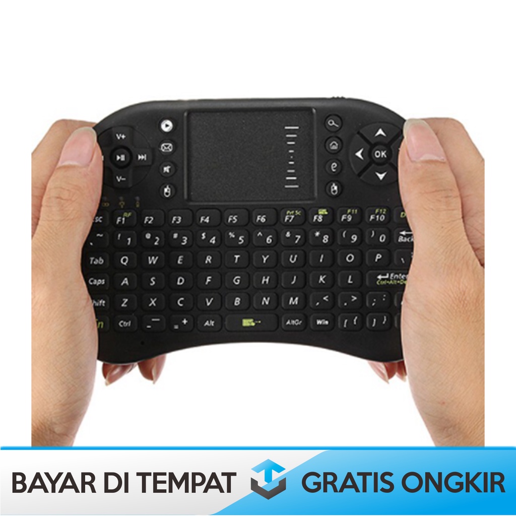 KEYBOARD WIRELESS 2.4GHz MINI DENGAN TOUCHPAD TAFFWARE I8 WARNA HITAM