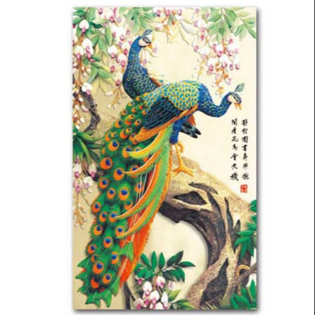 Paket kristik Peacock Merak kemakmuran full cross stitch sulam (BUKAN 5D)