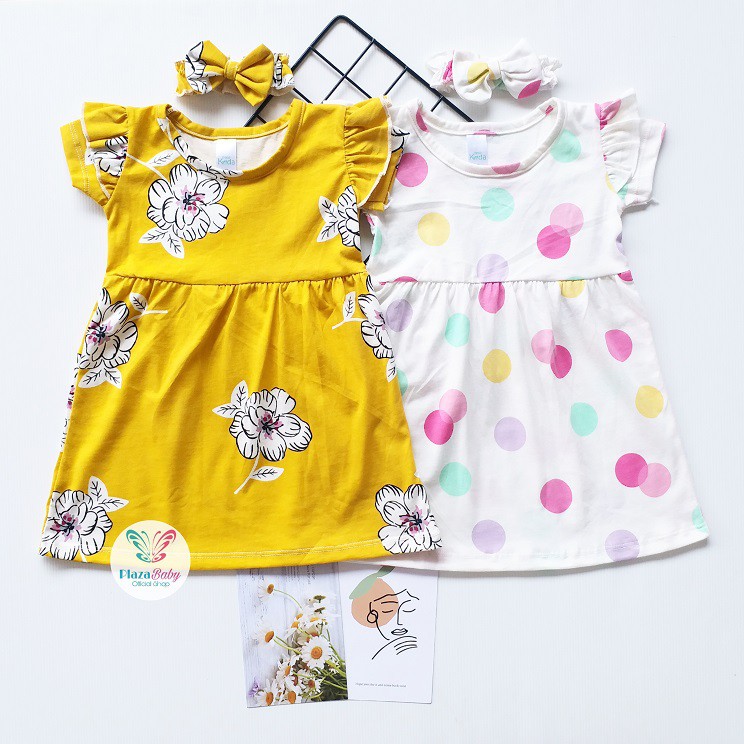 Plazababyku MX DRESS CLARA dress bayi bunga 3-18 bulan Free headband