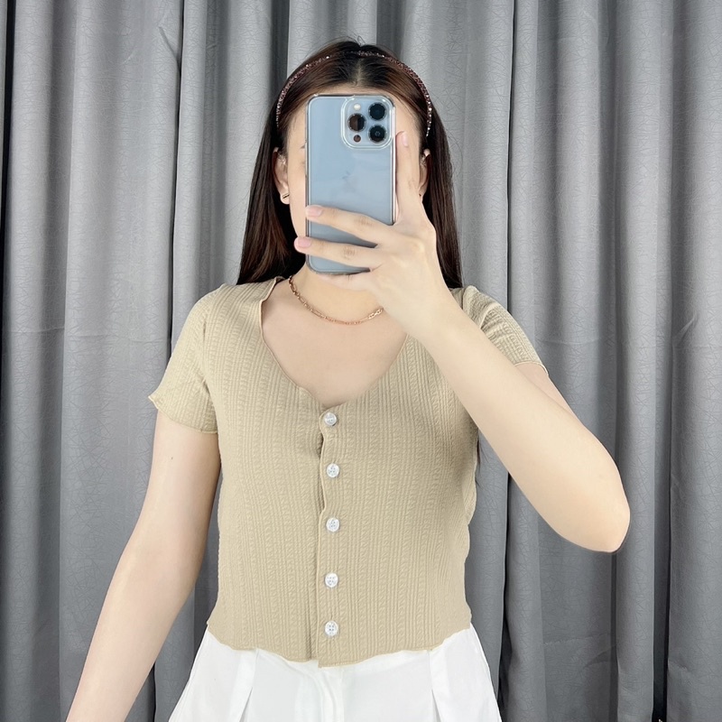 Lucy button crop top 033  | Croptop button | Atasan wanita import