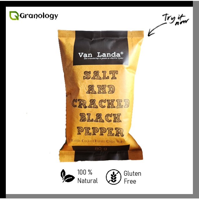 Van Landa Potato Chips Salt &amp; Cracked Blackpepper 80 gram