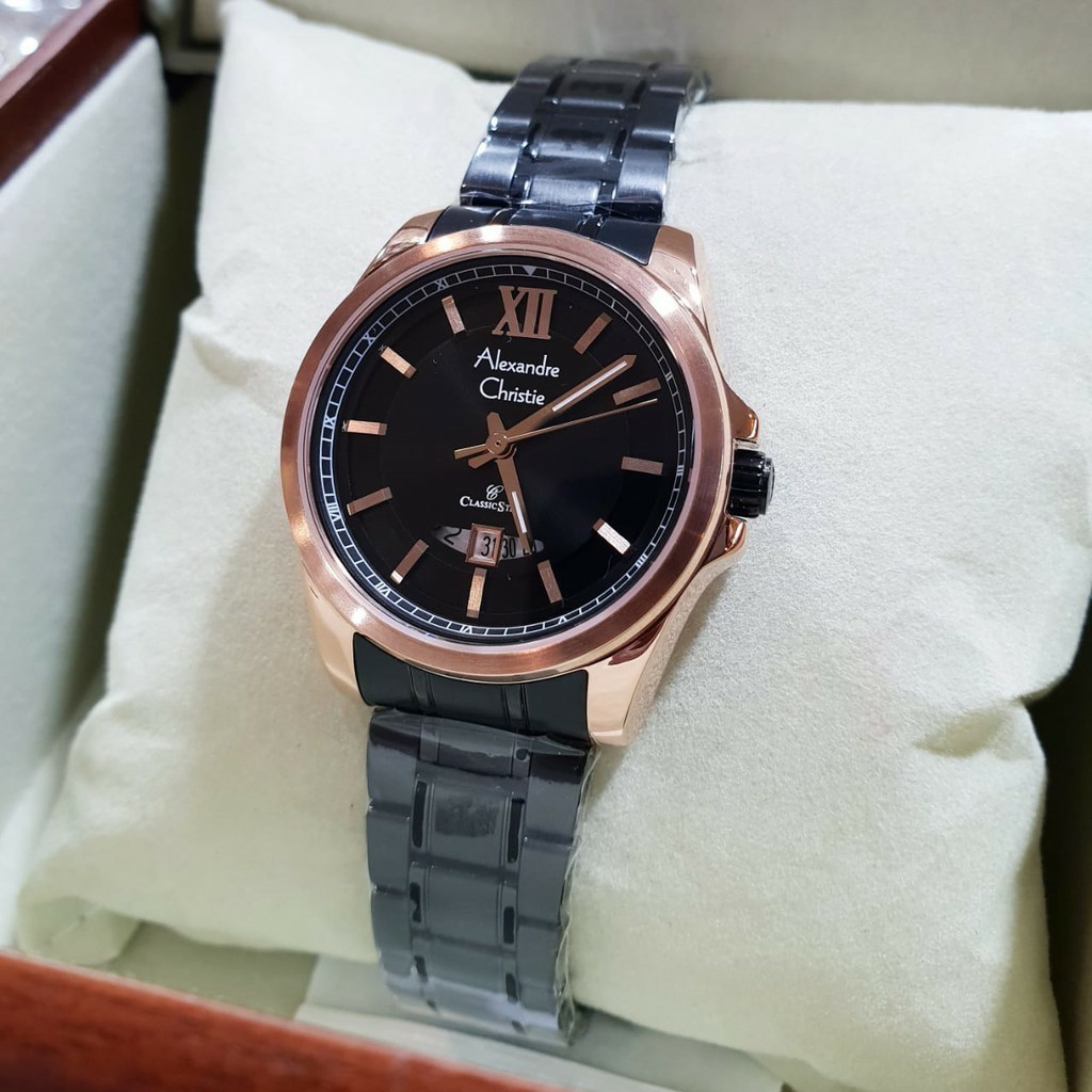 AC alexandre Christie  AC 8473 wanita original stainless steel black rose gold
