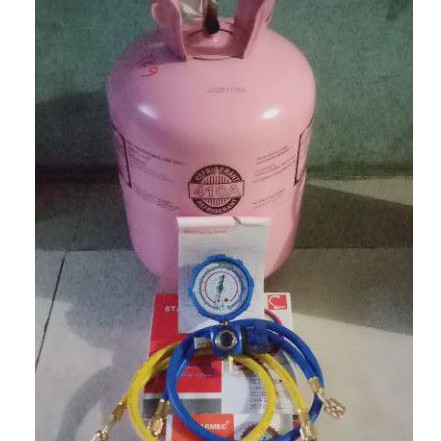 Paket Freon AC R410a isi 2 kg freon r410a + Manifold sightglass set pengisian tinggal pakai