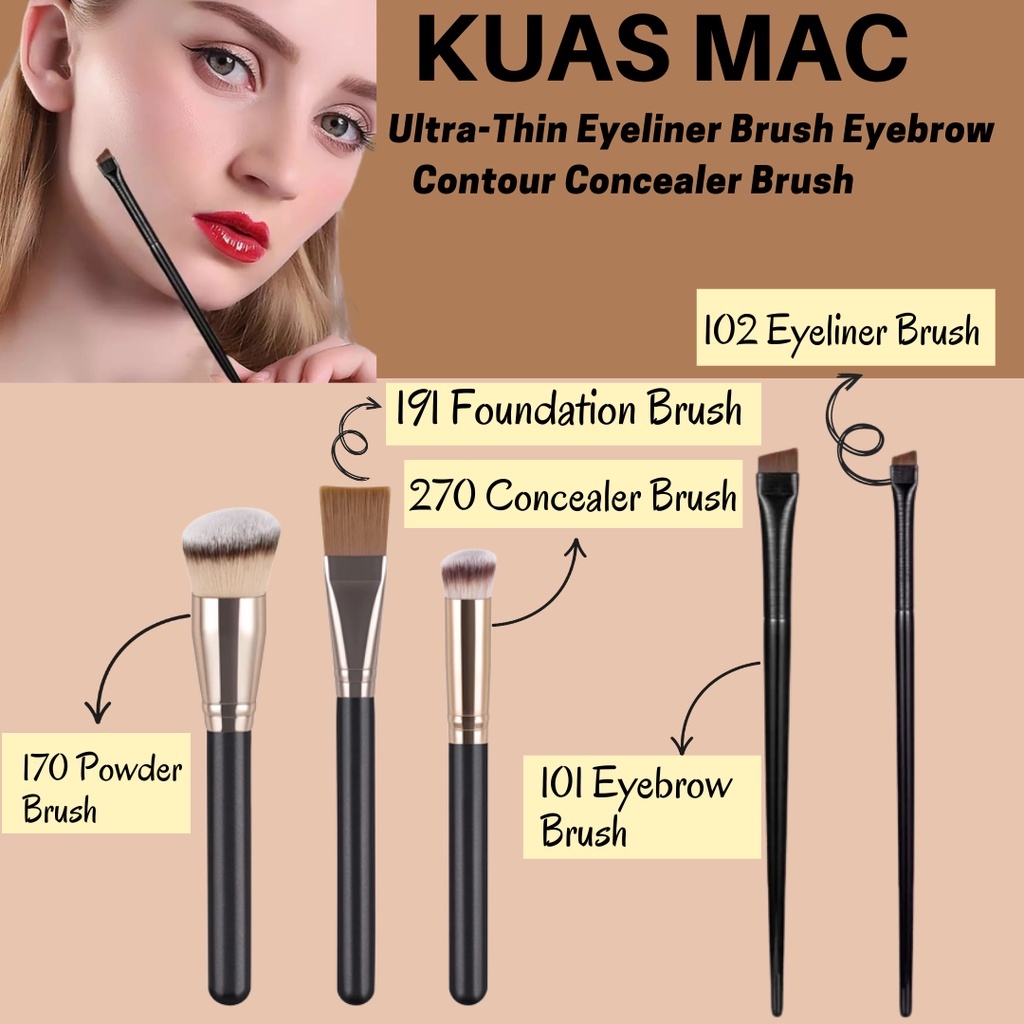 Brush Make Up Profesional Brush Blending Loose Powder Blush Concealer Eyeliner Kuas Rias Wajah Import MAC 101 / MAC 102 / MAC 170 / MAC 191 / MAC 270
