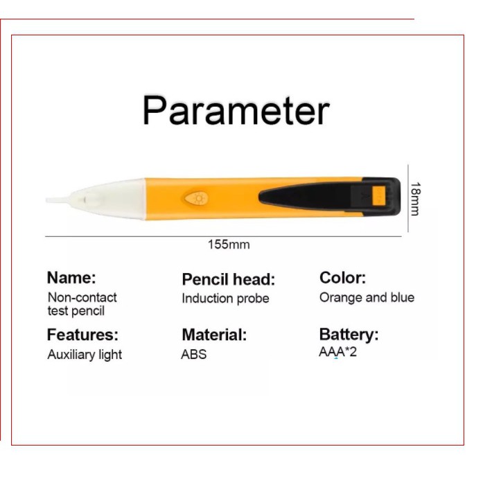 (NCS) COD TEST PEN Alat Tes Pendeteksi Kabel Listrik Tanpa Sentuh VOLTAGE DETECTOR