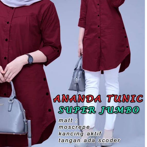 ◊ BOOM - TUNIK ANANDA JUMBO XL, XXL, 3XL/ TUNIK WANITA/ PAKAIAN WANITA / BAJU MUSLIM/ ATASAN MUSLIM 