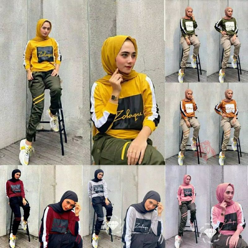 COD✓ SET GISKA ZOLAQU | SETELAN CELANA JOGGER PANJANG KEKINIAN | BAJU OLAHRAGA SENAM ZUMBA BIKE