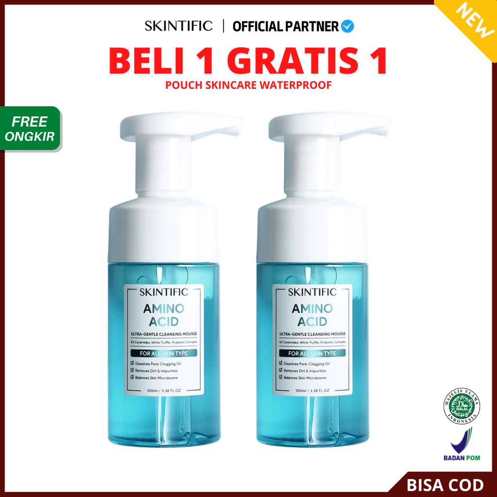 [ Agen Resmi ] SKINTIFIC Amino Acid Ultra Gentle Cleansing Mousse 100ml | Pembersih Wajah Facial Cleanser Sabun Muka Face Wash Foam Cleanser Original BPOM