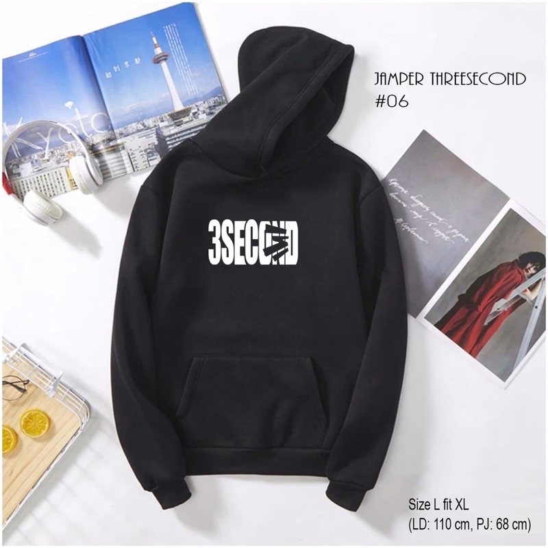 hoodie THREE SECOND flace tebal