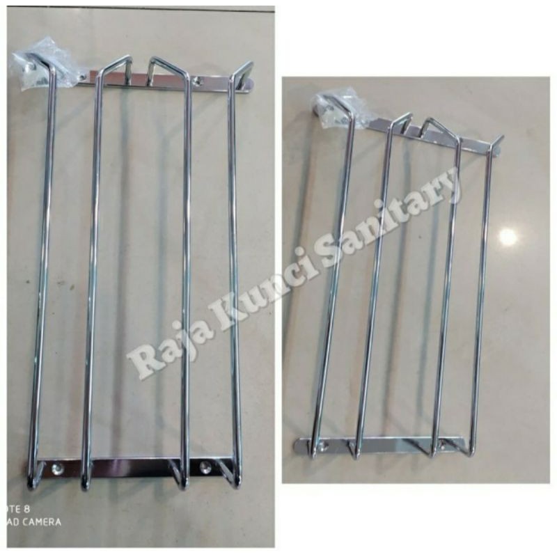 Glass Bar 1 Baris/2 Baris/Gantungan Gelas Bar/Cafe/Dapur/Stainless Tebal