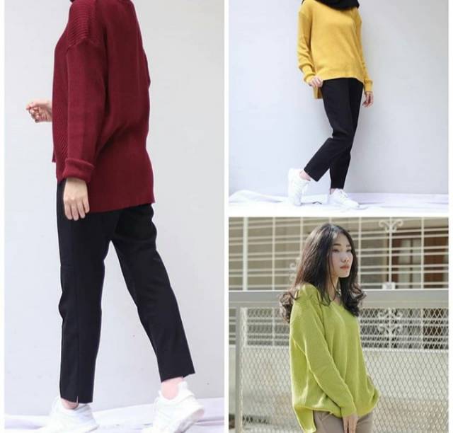 Sweater rajut knite boxy v wanita | grosir rajut murah