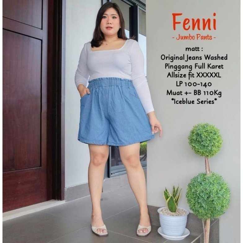 CELANA PENDEK WANITA / HOTPANTS JUMBO JEANS DENIM BIG SIZE MUAT BB 100KG ASLI