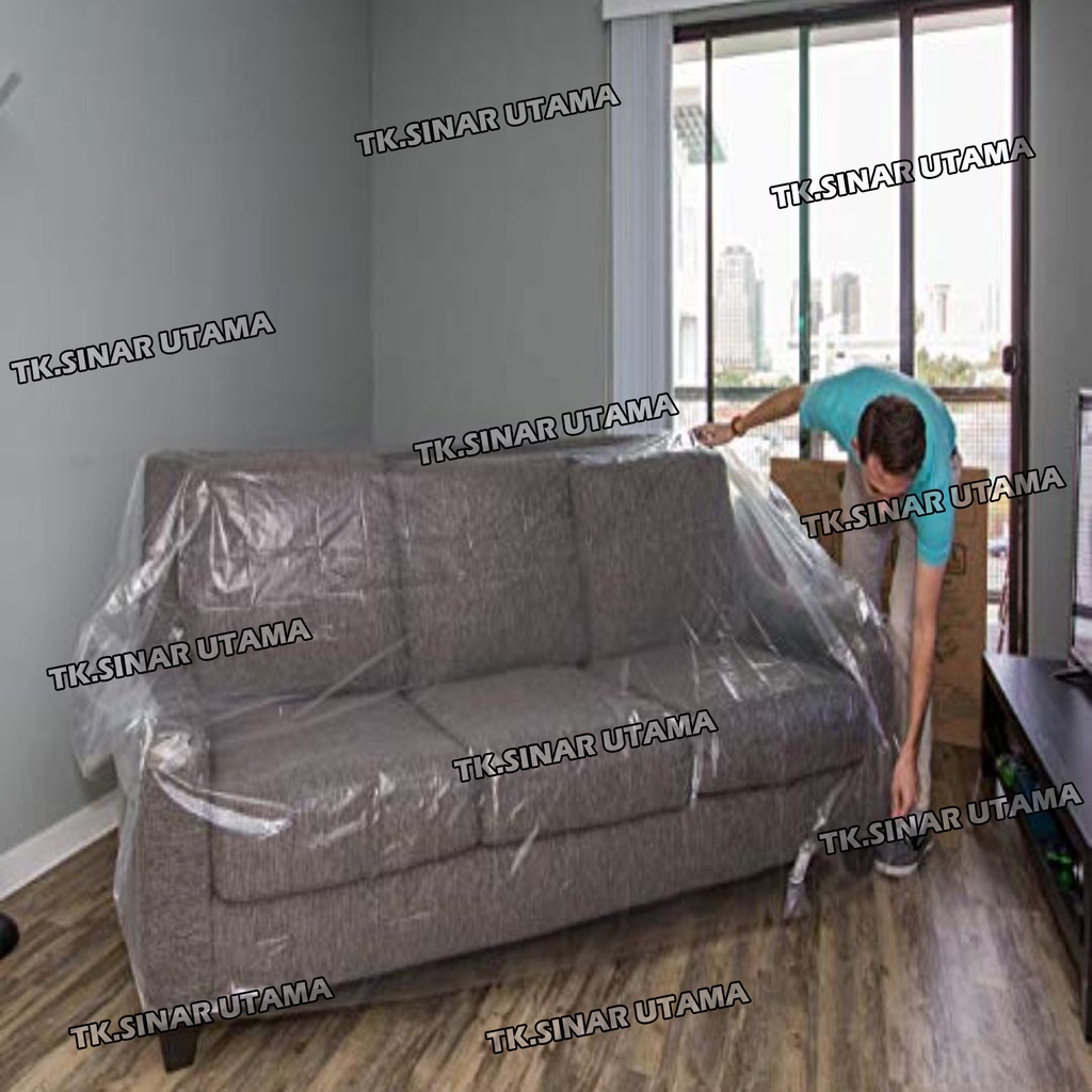 Plastik Penutup Furniture Meteran D Tutup Pelindung Funitur Bungkus Pembungkus Barang Sofa Kasur Spring Bed Lemari Baju Perabotan Perabot Rumah Tangga Alas Tembok Cat Etalase Renovasi Terpal Cuci AC Anti Air Hujan dan Debu D