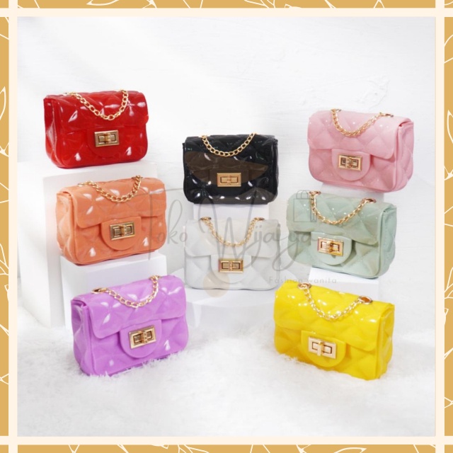 Tas Jelly Glossy Mini Kotak | Tas Jelly Mini Rubber | Tas Mini Jelly Kotak