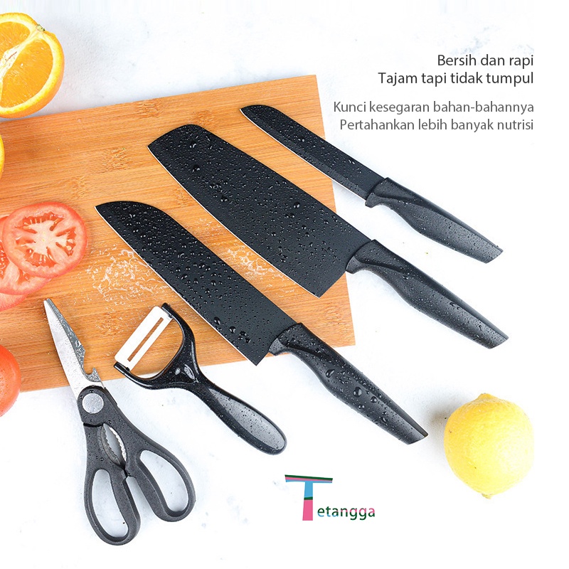 PISAU DAPUR / KITCHEN KNIFE SET 8 IN 1 Keramik Set +Rautan + Talenan TETANGGA VS-1816