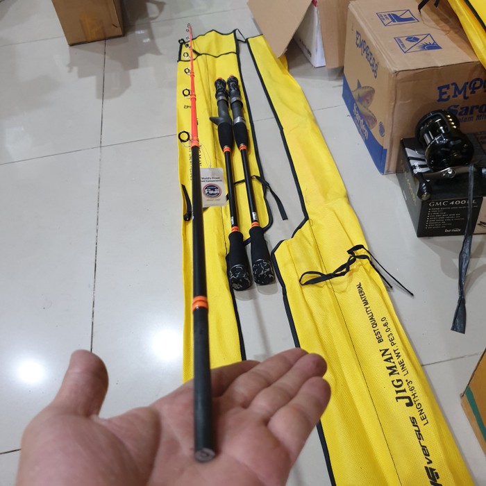 Joran versus jigman spining/oh pe 1.5/2.5/4/6 - hitam orange, pe3