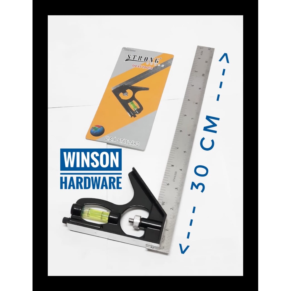 

Penggaris Siku Waterpass Kombinasi 30cm Combination Square Ruler Sudut