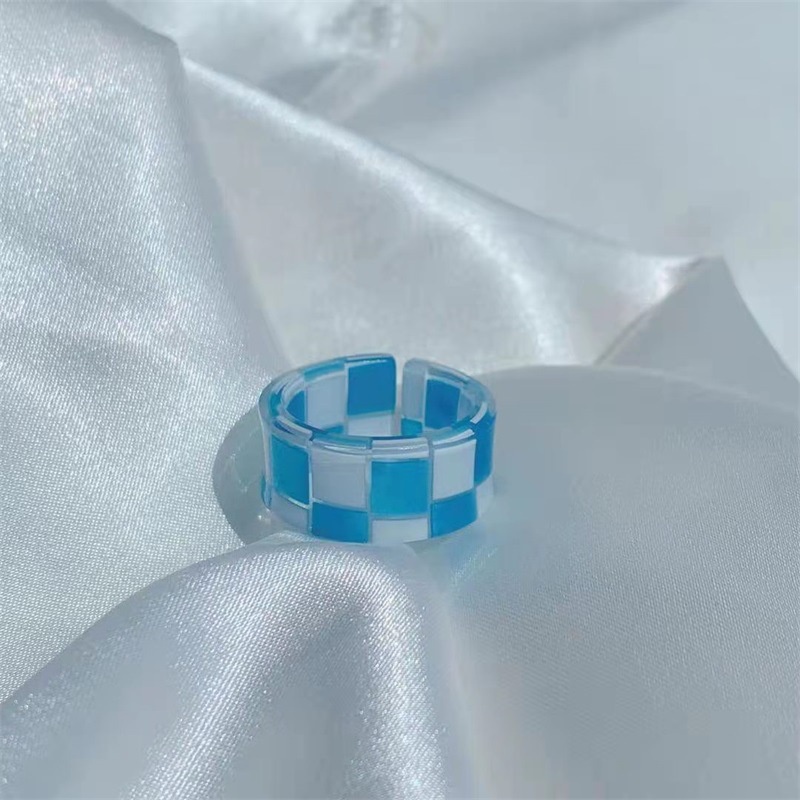 Cincin Model Terbuka Bahan Resin Mesh Warna-Warni Untuk Wanita