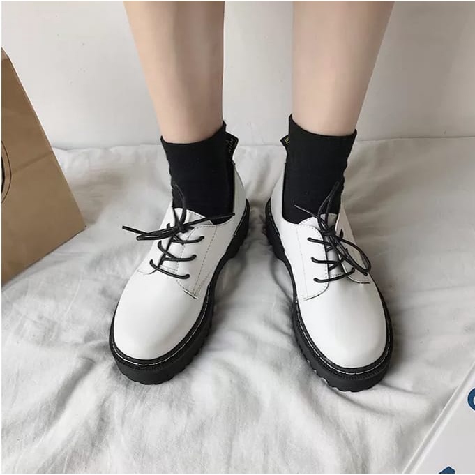 SEPATU WANITA DOCMART LOAFERS  WHITE DOF PREMIUM BEST SELLER WHT 01