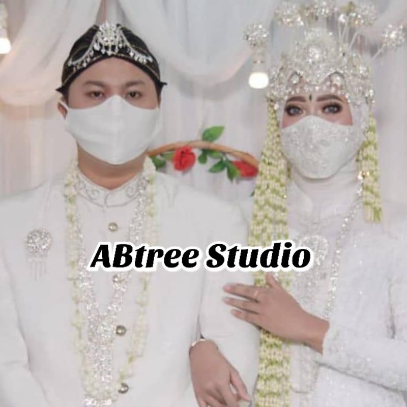 Masker akad Nikah Sepasang Couple Aplikasi Payet Premium | masker pesta pengantin wedding pengantin