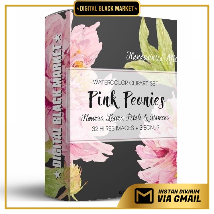 Pink Peonies Clipart Set - JPEG Ultra HD