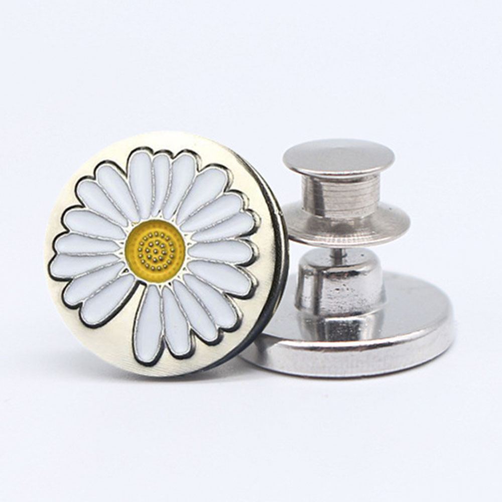 【COD Tangding】Kancing Pinggang Bahan Metal Desain Bunga Aster / Bintang Adjustable Dapat Dilepas Untuk Celana Jeans