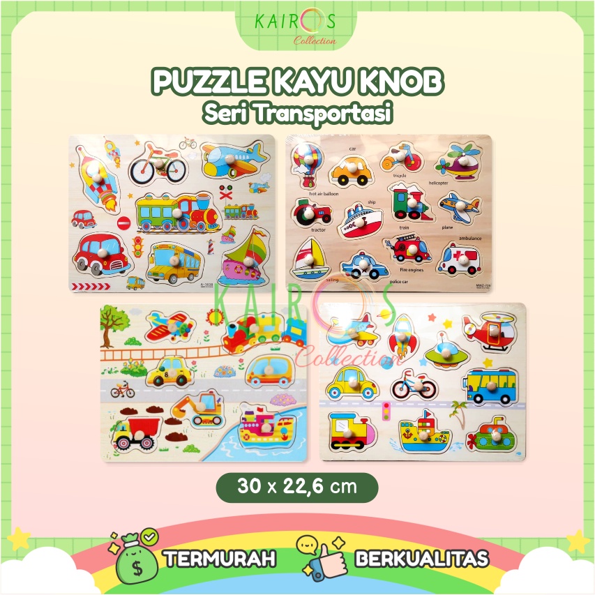 Puzzle Anak Kayu Knob Belajar Transportasi