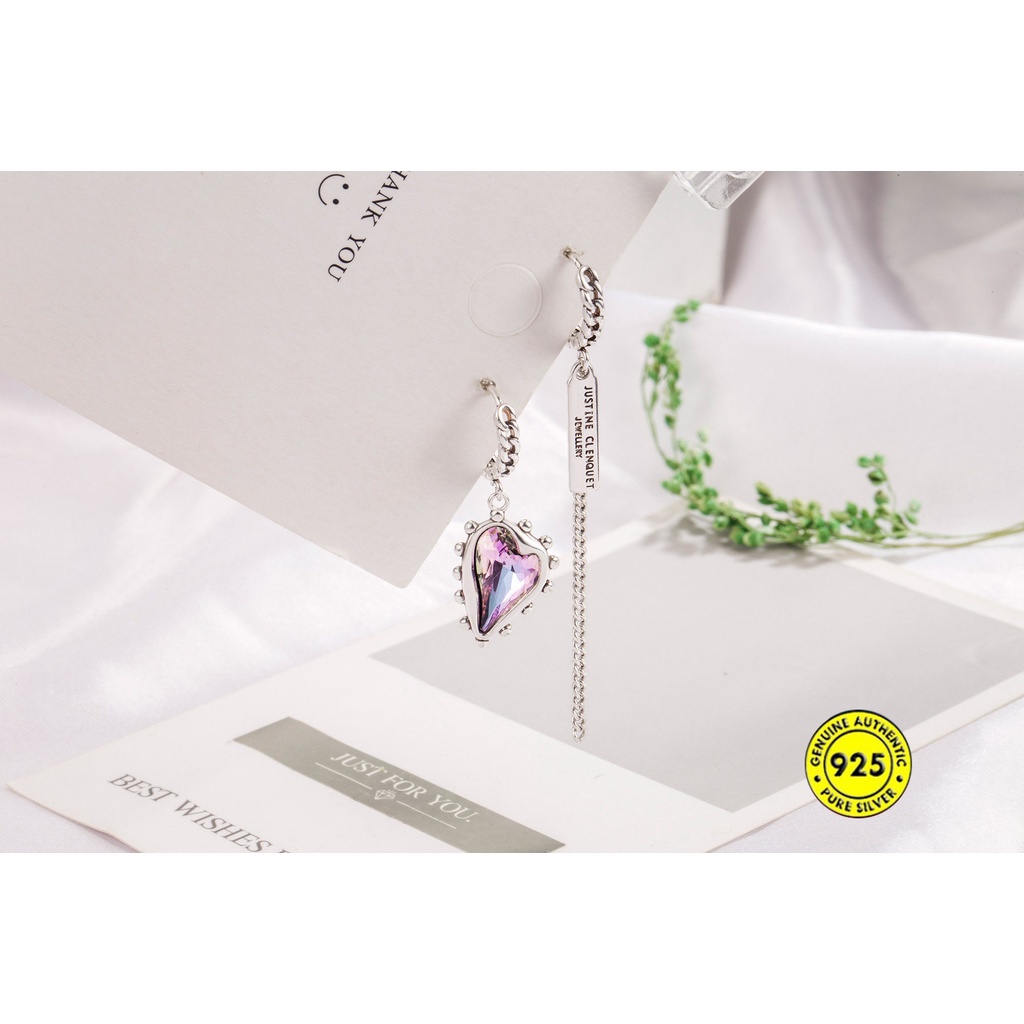 Anting Klip Silver S925 Bentuk Hati Hias Amethyst Gaya Retro Untuk Wanita U935