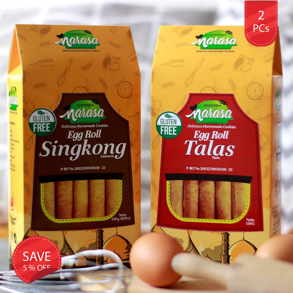 

Pawon Narasa - 2 PCs Biscuit Gluten Free Egg Roll Singkong & Talas (Dus)