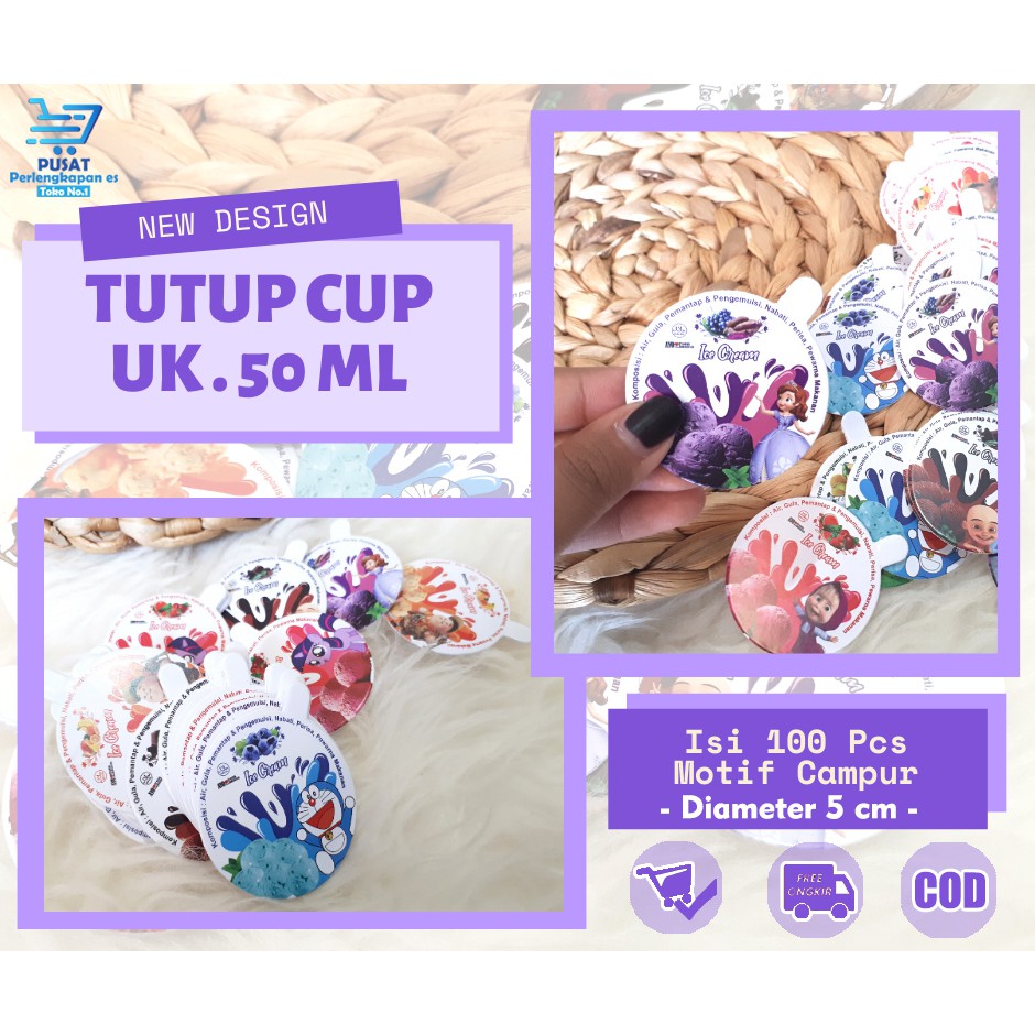 

TUTUP 50 ML / KERTAS / KERTAS ESKRIM / TUTUP KERTAS CUP ES KRIM / TUTUP CUP ES KRIM