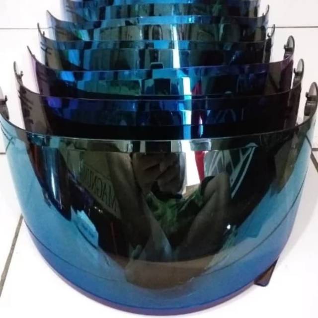 Kaca Helm Flat Visor NHK RX9 / GM Race Pro Iridium Blue Silver Darksmoke Handarb Full Face RX-9