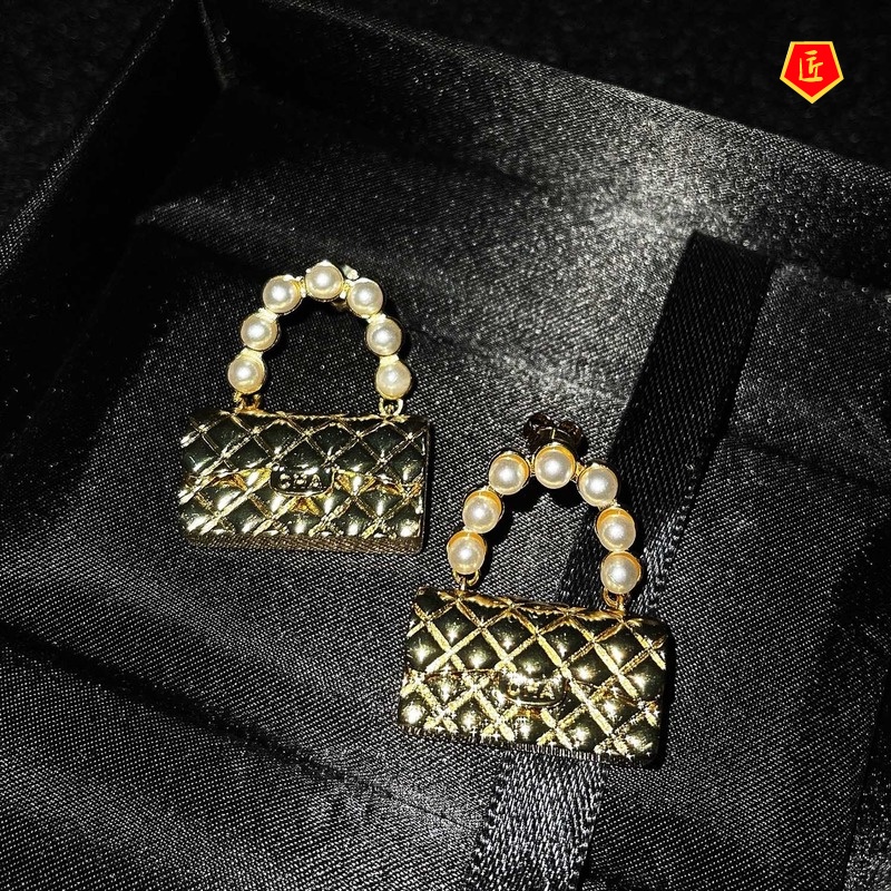 [Ready Stock]New Bags Pearl Earrings Retro Temperament