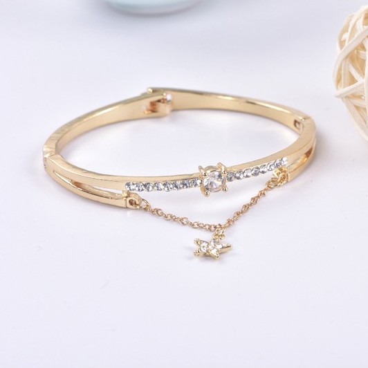 Gelang Wanita Titanium Fashion Korea Permata Berlian Bintang Rumbai Anti Karat Dalika