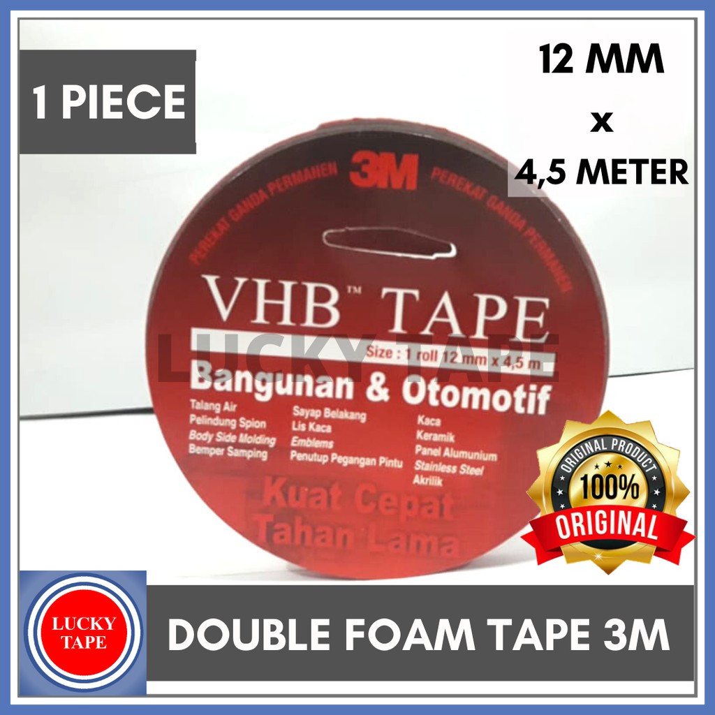 

Double Tape 3M VHB / Perekat Busa Automotive 4900 12mm x 4.5m Merah Original 1/2" INCH