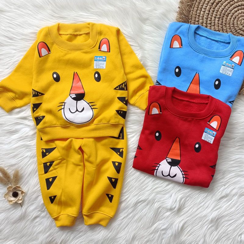 setelan sweater bayi murah motif musang 3-12 bulan / Set baju bayi murah / Baju hangat bayi / Bajubayi lembut