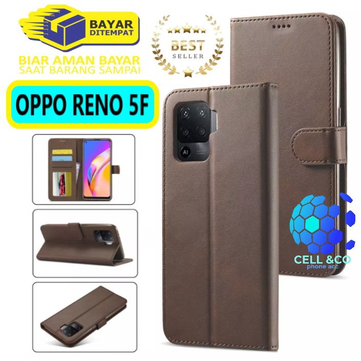 Flip cover OPPO RENO 5F Flip case buka tutup kesing hp casing flip case leather wallet