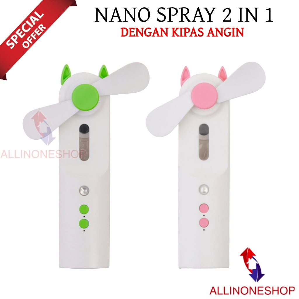 NANO SPRAY GENERASI 2 / NANO SPRAY KIPAS ANGIN 2 IN 1 / NANO MOISTURE SPRAY 2 IN 1