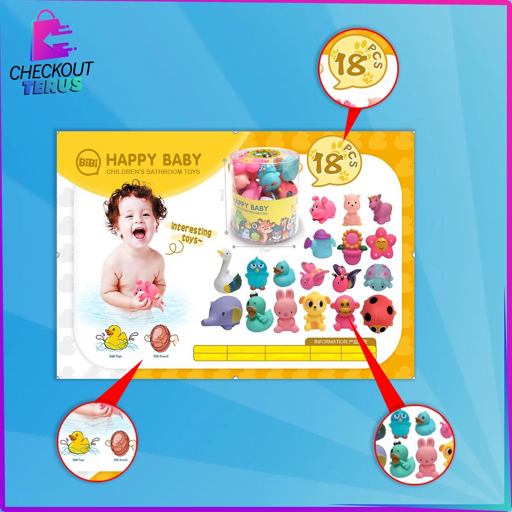 CT M253 Mainan Edukasi Baby Bath Toys Mainan Bebek Anak Bayi Mainan Mandi Anak Karet Set Karakter Bisa Bunyi