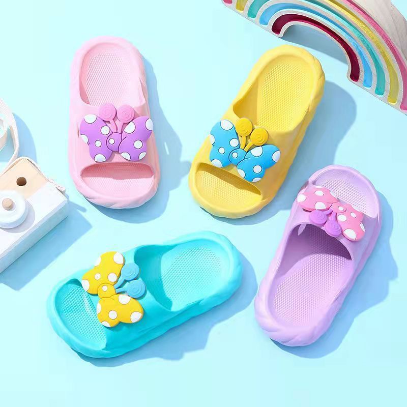 Sandal Slop Karet Anak Wanita Kupu Kupu Polkadot Import High Quality S2