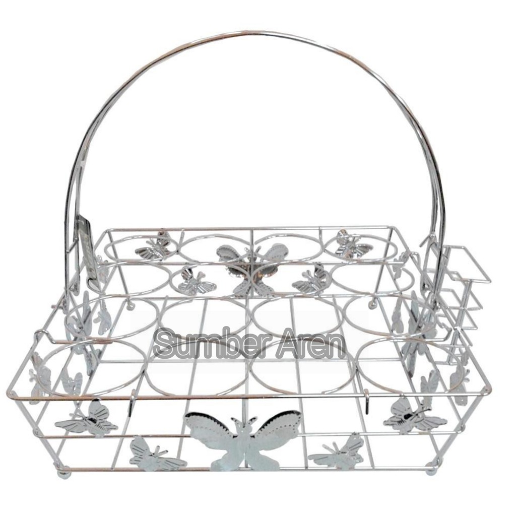 Bistro Rak Aqua Stainless Steel Tempat Aqua Gelas Keranjang Aqua