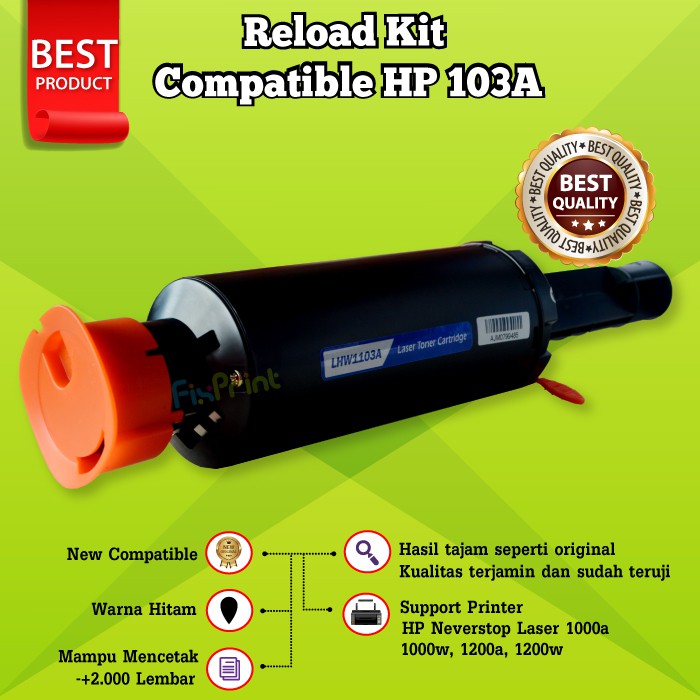 Refill toner XP 103A Black Compatible W1103A Printer 1000a 1000w 1200a 1200w